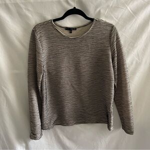 Kozan Textured Stripe Knit Long Sleeve Top in Black & Cream Women’s Large